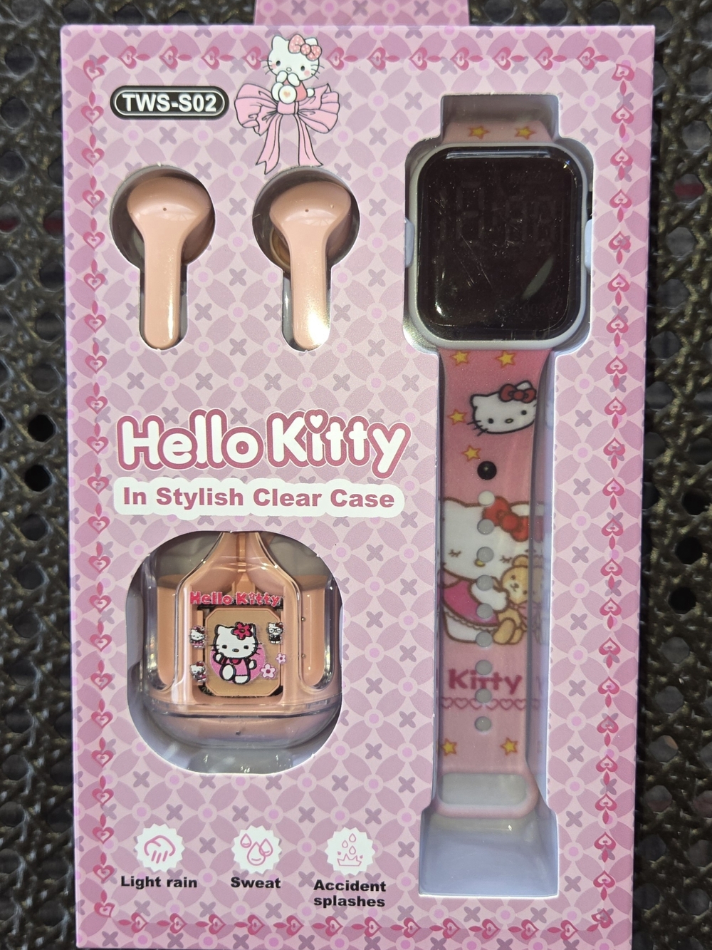 Pink Hello Kitty Kids Smartwatch and Wireless Earbuds Set